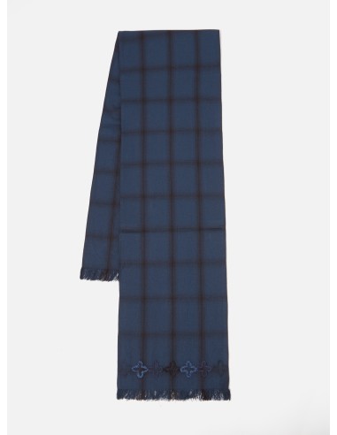 Universal Works Border Scarf in Navy Shadow Check solde