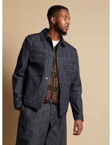 Universal Works Trucker Jacket in Indigo 13oz Selvedge Denim shop