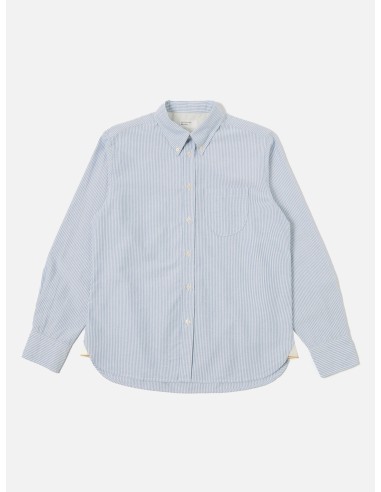 Universal Works Daybrook Shirt in Blue Oxford Stripe rembourrage situé sous