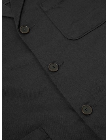 Universal Works Three Button Jacket in Black Twill la colonne vertébrale