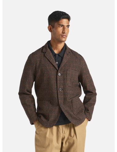 Universal Works Three Button Jacket in Black/Olive Albuquerque Check hantent personnes