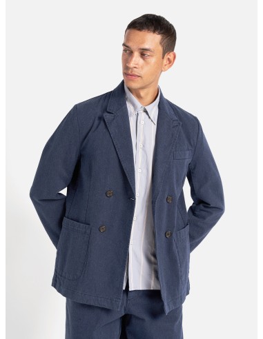 Universal Works Manor Jacket in Indigo Recycled Denim rembourrage situé sous