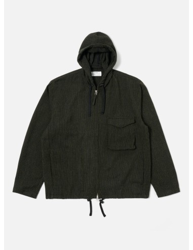 Universal Works Fistral II Jacket in Black/Olive Stripe Wool Mix acheter