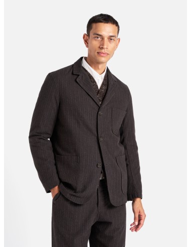 Universal Works Three Button Jacket in Brown Italian Pinstripe JUSQU'A -70%! 