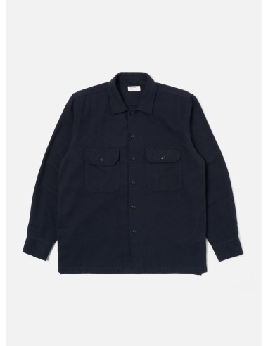 Universal Works L/S Utility Shirt in Navy Alaska Cotton destockage