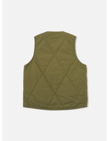 Universal Works Reversible Military Liner Gilet in Olive/Orange Recycled Polytech destockage