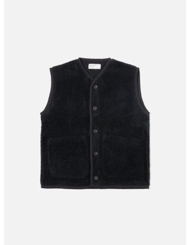 Universal Works Lancaster Gilet in Black Mountain Fleece meilleur choix