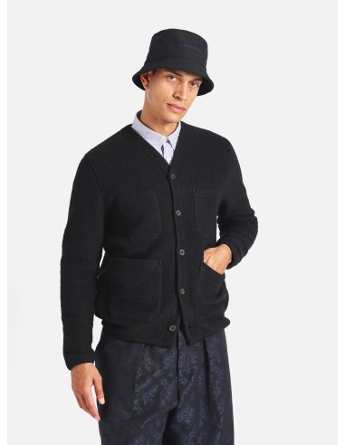 Universal Works Cardigan in Black Wool Fleece 2023