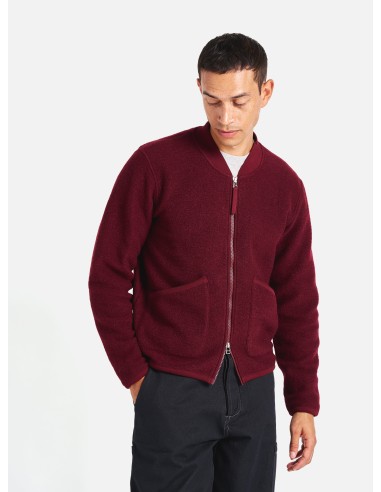 Universal Works Zip Bomber in Deep Red Wool Fleece Venez découvrir notre 