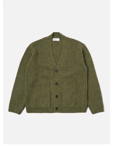 Universal Works Langdale Cardigan in Green Tweed Knit pas chere