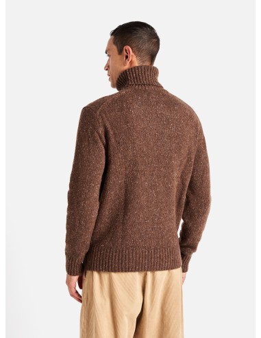 Universal Works Roll Neck in Brown Tweed Knit paiement sécurisé