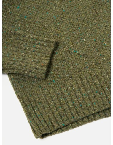 Universal Works Roll Neck in Green Tweed Knit en linge