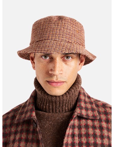 Universal Works Lewis Hat in Rust Harris Tweed Plaid Amélioration de cerveau avec