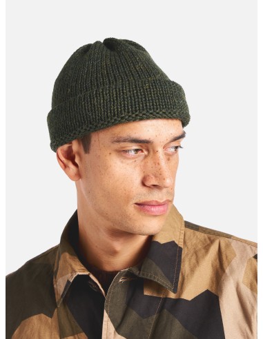 Universal Works Short Watch Cap in Olive British Wool Toutes les collections ici