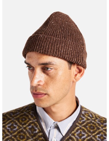 Universal Works Watch Cap in Brown Tweed Knit chez Cornerstreet bien 