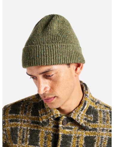 Universal Works Watch Cap in Green Tweed Knit Pour