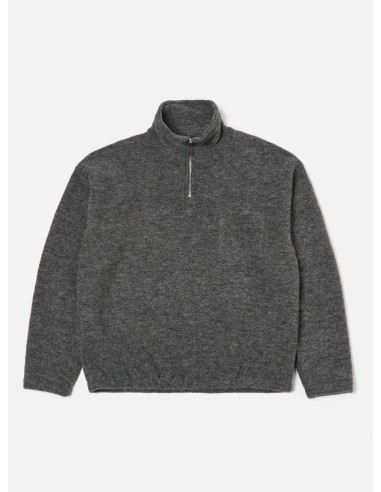 Universal Works Ramsay Quarter Zip in Grey Marl Wool Fleece Faites des économies