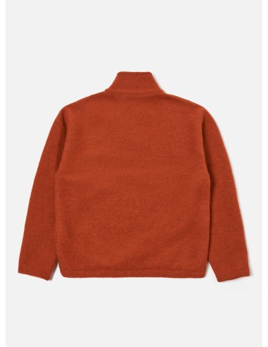 Universal Works Ramsay Quarter Zip in Orange Wool Fleece Jusqu'à 80% De Réduction