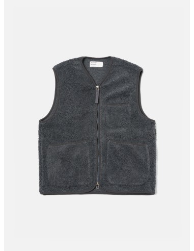 Universal Works Zip Gilet in Charcoal Mountain Fleece soldes