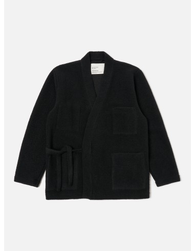 Universal Works Kyoto Work Jacket in Black Wool Fleece soldes