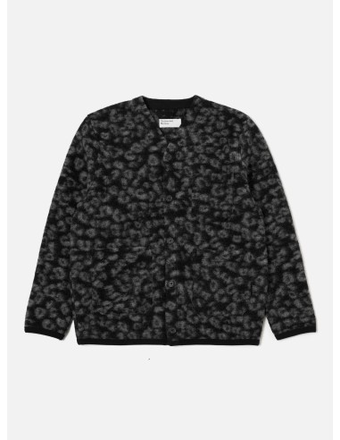 Universal Works Cardigan in Black/Charcoal Leopard Fleece offre 