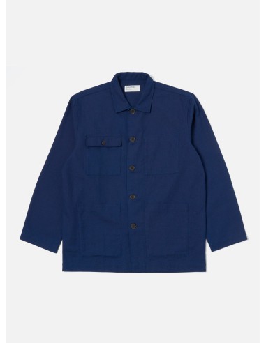 Universal Works Dockside Overshirt in Indigo Textured Cotton 50% de réduction en Octobre 2024