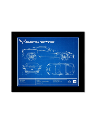 Corvette C7 Blueprint Framed Canvas vous aussi creer 