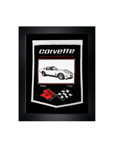 Framed Wool Embroidered Corvette C3 Gen Banner 21"x 27" solde