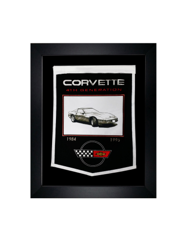 Framed Wool Embroidered Corvette C4 Gen Banner 21"x 27" brillant des détails fins