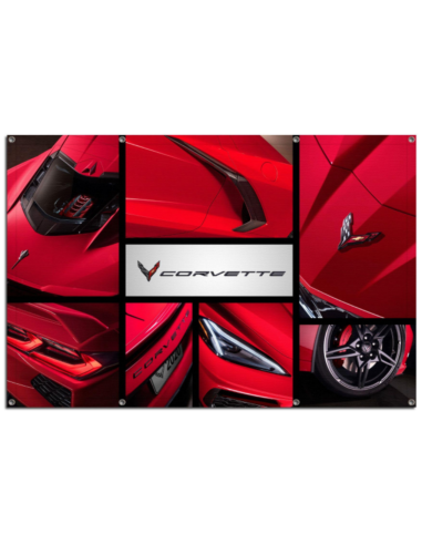 Corvette C8 Collage Art Giant Garage Banner plus qu'un jeu 