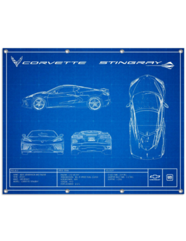 Corvette C8 Blueprint Giant Garage Banner acheter