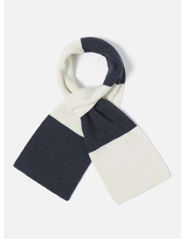 Universal Works Deluxe Football Scarf in Navy/Ecru Soft Wool votre