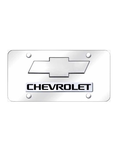 Dual Chevrolet (New) License Plate - Chrome on Mirrored brillant des détails fins