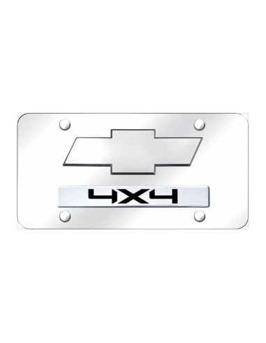 Dual Chevy/4X4 (New) License Plate - Chrome on Mirrored meilleur choix