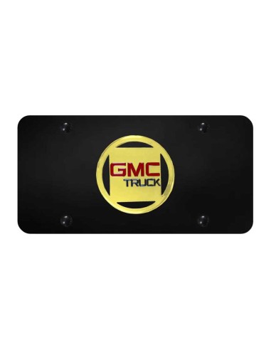 GMC License Plate - Gold on Black paiement sécurisé