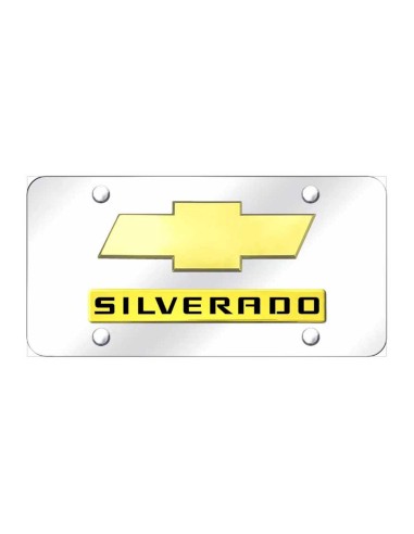 Dual Silverado (New) License Plate - Gold on Mirrored pas cheres