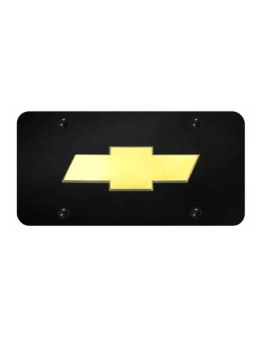 Chevrolet (New) License Plate - Gold on Black les ctes