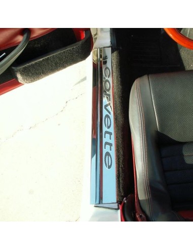 1978-1982 C3 Corvette Door Sills w/Corvette Vinyl Inlay Lettering 2PC - Polished Stainless Les magasins à Paris