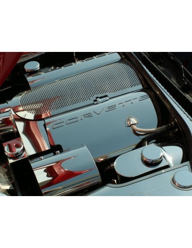 1999-2004 C5/Z06 Corvette - Fuel Rail Covers CORVETTE Style 2Pc w/Oil Cap Cover - Stainless Steel pas cheres