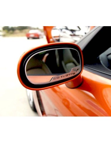 2005-2013 C6 Corvette - Side View Mirror Trim Crossed Flags Style 2Pc [Standard] - Brushed Stainless En savoir plus