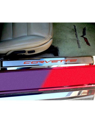 2005-2013 C6 Corvette - Inner Door Sills CORVETTE Lettering - Stainless Steel basket pas cher