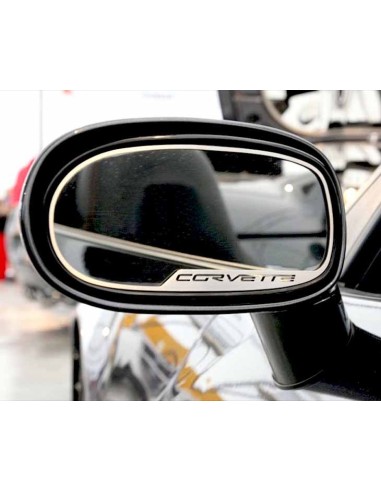 2005-2013 C6 Corvette - CORVETTE Style Side View Mirror Trim 2Pc [Standard] - Brushed Stainless commande en ligne