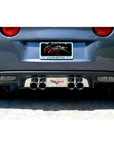 2005-2013 C6 Corvette - Polished Exhaust Filler Panel with C6 Emblem, Stock - Stainless Steel Par le système avancé 