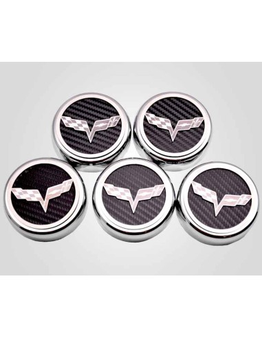 2005-2013 C6 Corvette - Crossed Flags Logo Fluid Cap Covers 5Pc Auto Transmission d'Europe débarque