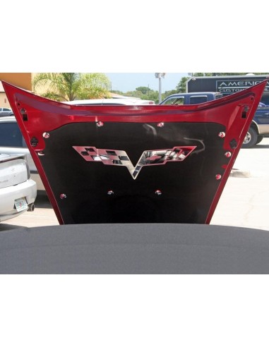 2005-2013 C6 Corvette - Hood Badge C6 Crossed Flags for Factory Hood Pad - Stainless Steel commande en ligne