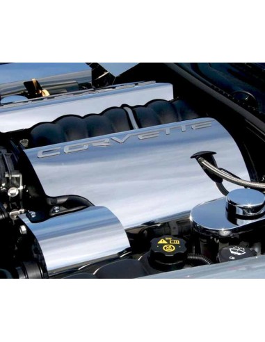 2005-2007 C6 Corvette - Fuel Rail Covers w/CORVETTE script | Polished Stainless Steel ou a consommer sur place