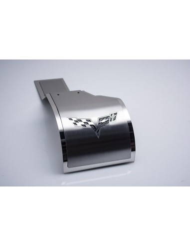 2005-2013 C6 Corvette - Deluxe Alternator Cover w/Crossed Flags Emblem - Stainless Steel l'achat 