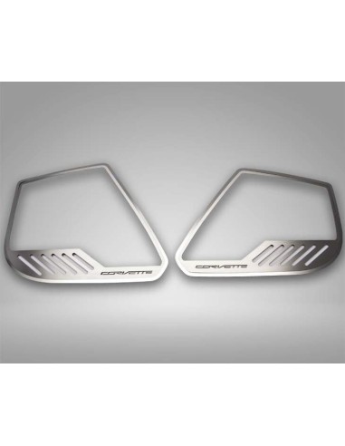 2014-2019 C7 Corvette Stingray - Car Door Speaker Trim Rings CORVETTE Style 4Pc - Stainless Steel de la marque