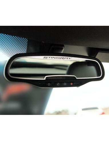 2014-2019 C7 Corvette - Rear View Mirror Trim w/Etched STINGRAY [AutoDim] - Brushed Stainless Steel Fin de série