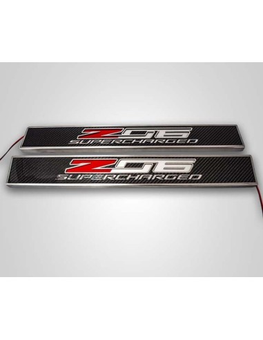 2014-2019 C7 Corvette - Light Up Z06 SUPERCHARGED Replacement Door Sills 2Pc - Carbon Fiber w/Stainless Trim Comment ça marche